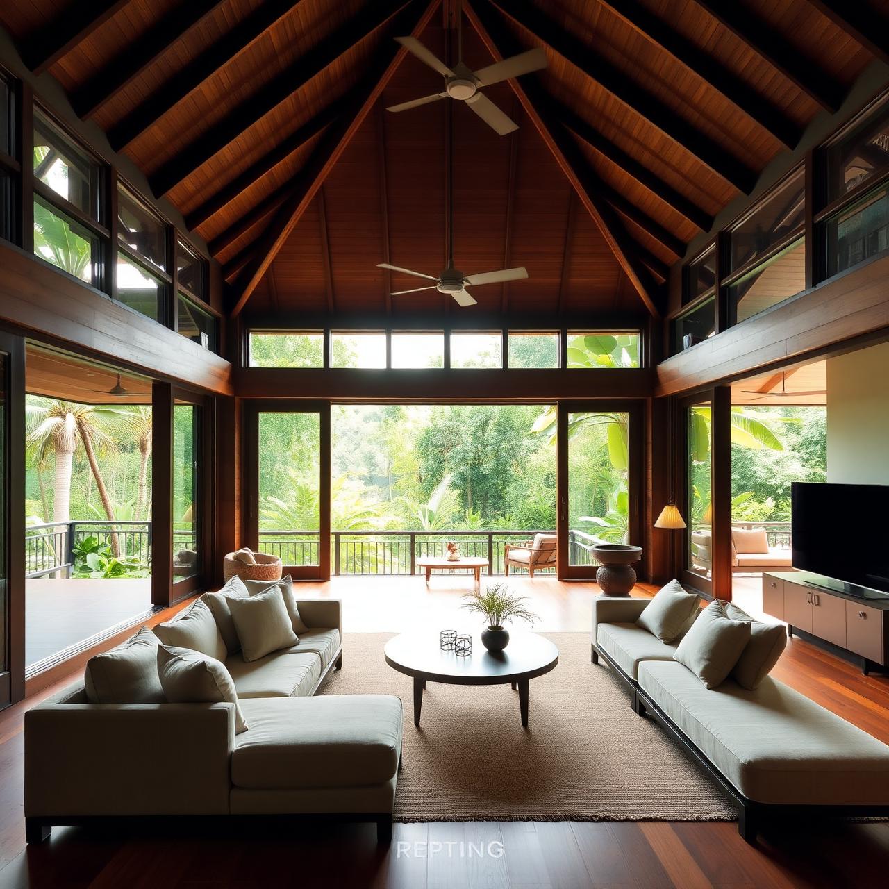 Open-air villa interior